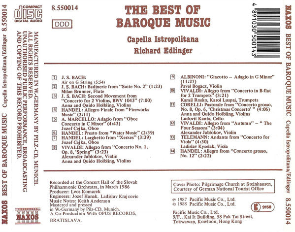 Capella Istropolitana, Richard Edlinger : The Best Of Baroque Music (CD, Pil)