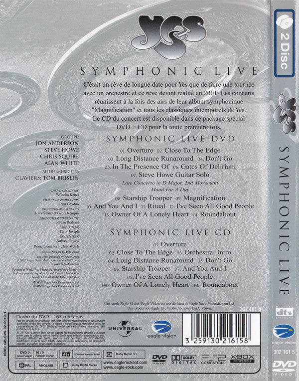 Yes : Symphonic Live (DVD-V, RE, Multichannel, PAL + CD, Album, RE)