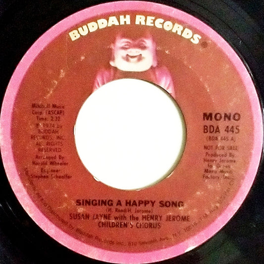 Susan Jayne With  The Henry Jerome Children's Chorus : Singing A Happy Song (7", Mono, Promo)