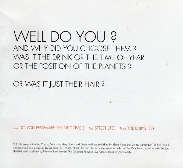 Pulp : Do You Remember The First Time? (CD, Single)