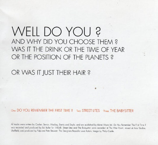 Pulp : Do You Remember The First Time? (CD, Single)