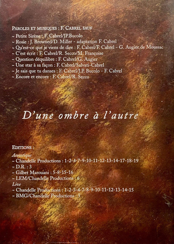 Francis Cabrel : D'une Ombre à L'autre (DVD-V, Album)