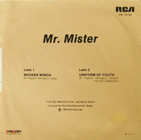 Mr. Mister : Broken Wings / Uniform Of Youth (7", Single)