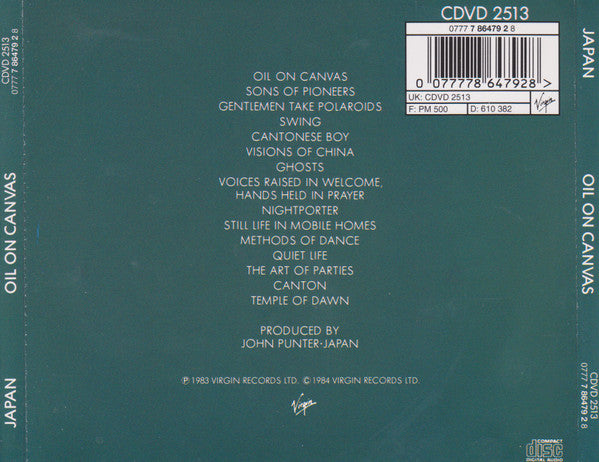 Japan : Oil On Canvas (CD, Album, RE, RP, Tak)