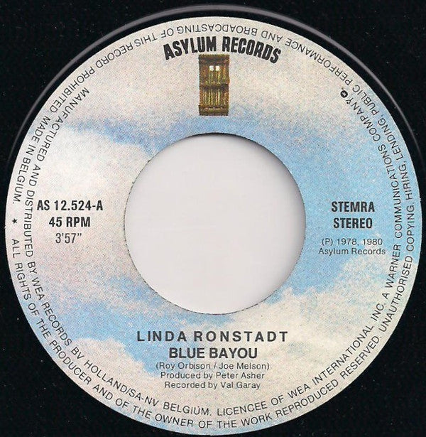 Linda Ronstadt : Blue Bayou / Love Me Tender (7", Single, RE)