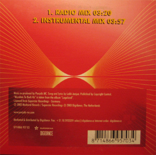 Panjabi MC : Mundian To Bach Ke (CD, Single, Car)