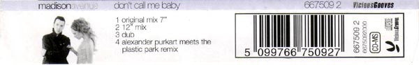 Madison Avenue : Don't Call Me Baby (CD, Maxi)