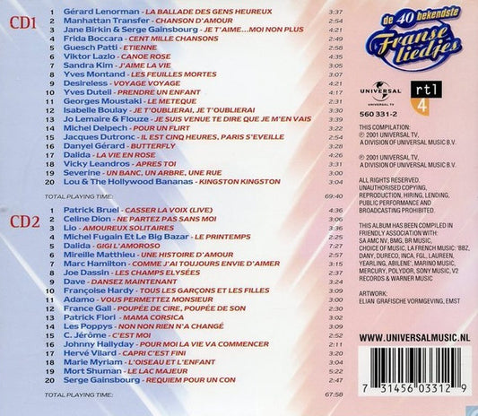 Various : De 40 Bekendste Franse Liedjes (2xCD, Comp)