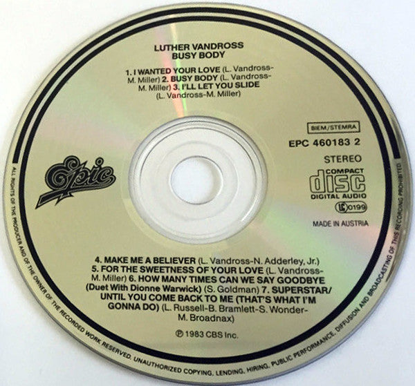 Luther Vandross : Busy Body (CD, Album, RE)