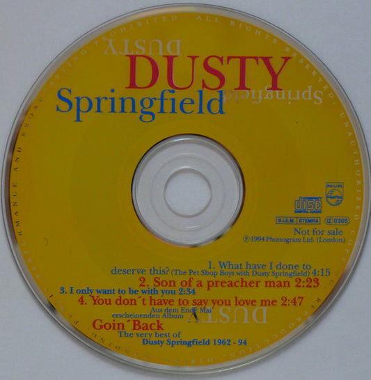 Dusty Springfield : Goin' Back - The Very Best Of Dusty Springfield (1962 - 1994) (CD, Comp, Promo, RM)