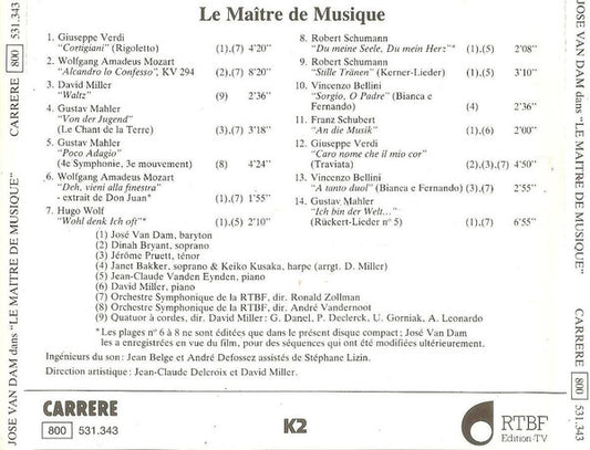 José van Dam : Le Maitre De Musique (Bande Originale Du Film) (CD, Comp)