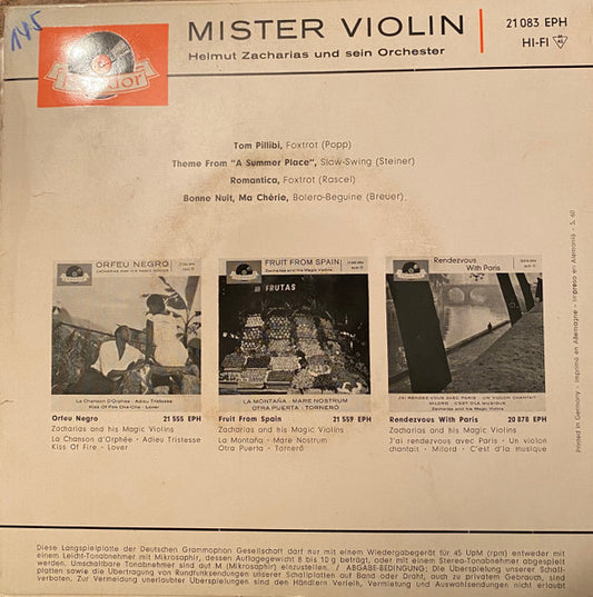 Helmut Zacharias And His Orchestra : Mister Violin (7", EP, Mono)