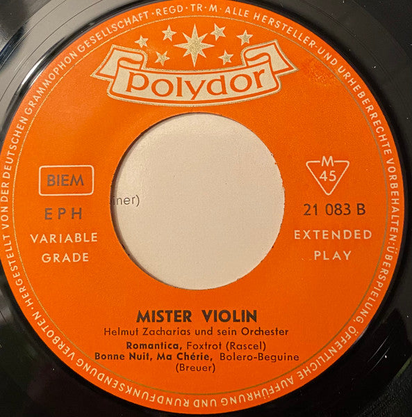 Helmut Zacharias And His Orchestra : Mister Violin (7", EP, Mono)