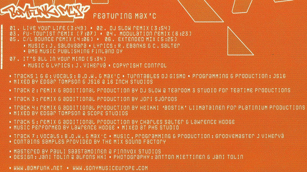 Bomfunk MC's Featuring Max'C : Live Your Life (CD, Maxi)