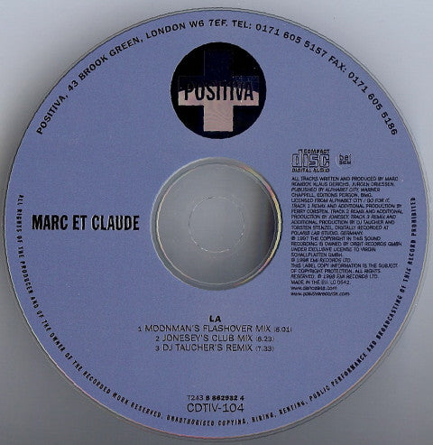Marc Et Claude : La (CD, Single)