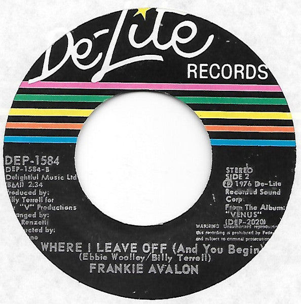 Frankie Avalon : It's Never Too Late (7", Single)