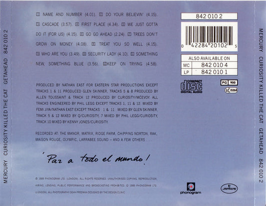 Curiosity Killed The Cat : Getahead (CD, Album)