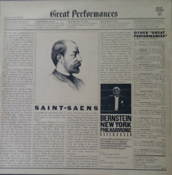 Camille Saint-Saëns - Leonard Bernstein, New York Philharmonic, Leonard Raver : "Organ" Symphony Nº 3 In C Minor  (LP, Album)