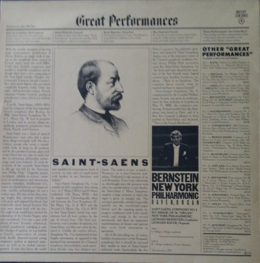 Camille Saint-Saëns - Leonard Bernstein, New York Philharmonic, Leonard Raver : "Organ" Symphony Nº 3 In C Minor  (LP, Album)