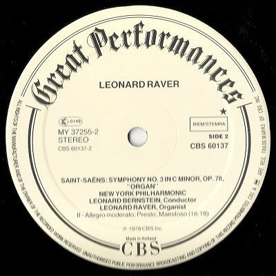 Camille Saint-Saëns - Leonard Bernstein, New York Philharmonic, Leonard Raver : "Organ" Symphony Nº 3 In C Minor  (LP, Album)