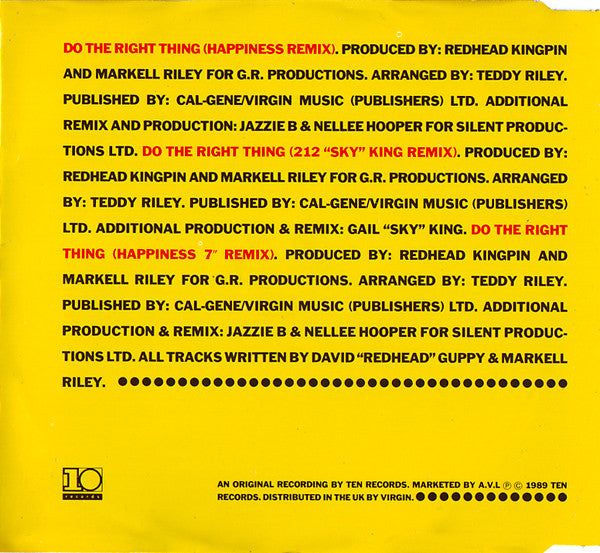 Redhead Kingpin And The FBI : Do The Right Thing (The Happiness Remix) (CD, Single)
