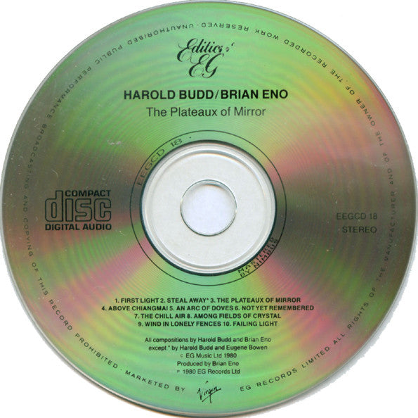 Harold Budd / Brian Eno : Ambient 2: The Plateaux Of Mirror (CD, Album, RE)