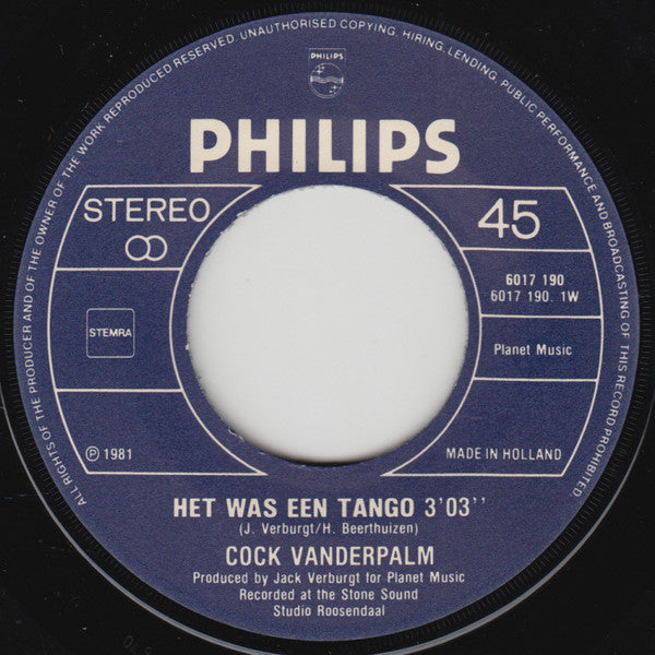 Cock van der Palm : Het Was Een Tango (7", Single)