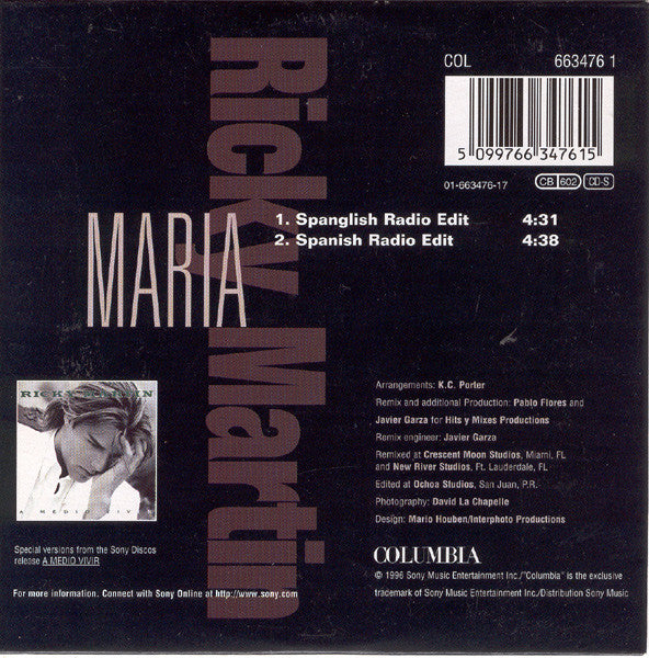 Ricky Martin : Maria (Remixes) (CD, Single, Car)