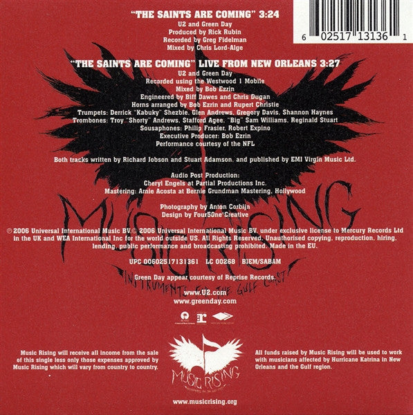 U2 And Green Day : The Saints Are Coming (CD, Single, Car)