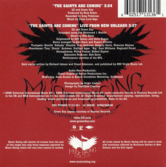 U2 And Green Day : The Saints Are Coming (CD, Single, Car)