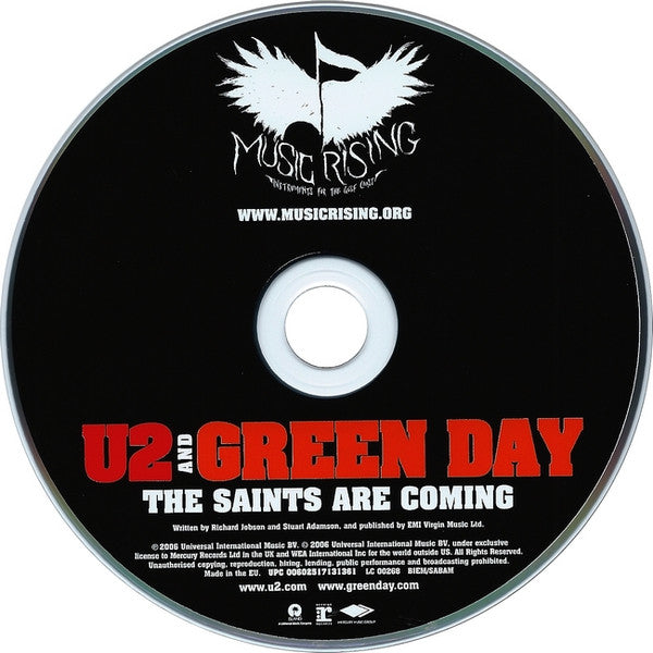 U2 And Green Day : The Saints Are Coming (CD, Single, Car)