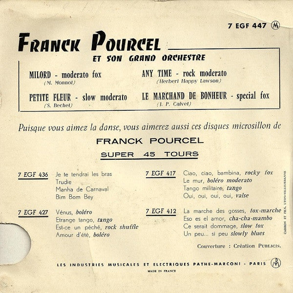 Franck Pourcel Et Son Grand Orchestre : Milord (7", EP)