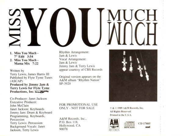 Janet Jackson : Miss You Much (CD, Single, Promo)