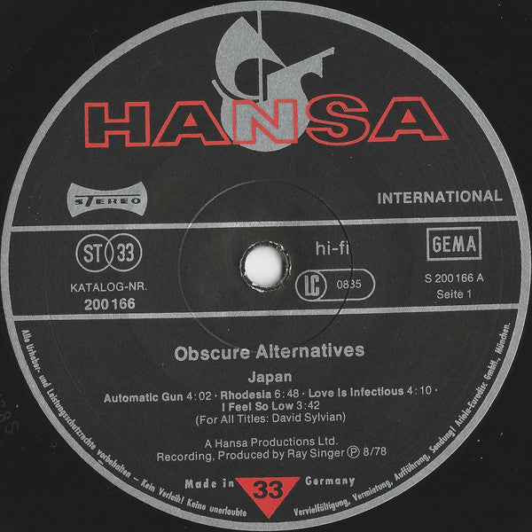 Japan : Obscure Alternatives (LP, Album, RE)
