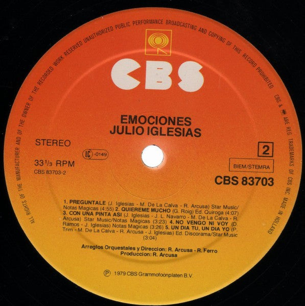 Julio Iglesias : Emociones (LP, Album)