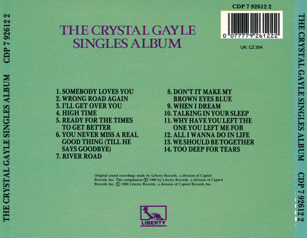 Crystal Gayle : The Crystal Gayle Singles Album (CD, Comp, RE)