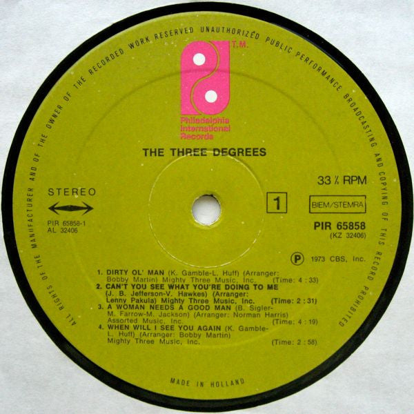 The Three Degrees : The Three Degrees (LP, Album, Gat)