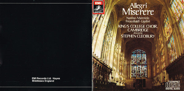 Gregorio Allegri / Giovanni Maria Nanino / Luca Marenzio / Girolamo Frescobaldi / Vincenzo Ugolini - The King's College Choir Of Cambridge Directed By Stephen Cleobury : Miserere (CD, Album)