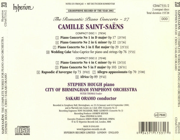 Camille Saint-Saëns, Stephen Hough, City Of Birmingham Symphony Orchestra, Sakari Oramo : The Complete Works For Piano And Orchestra (2xCD, Album, RE)