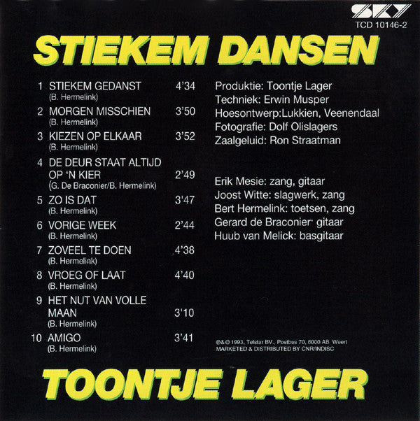 Toontje Lager : Stiekem Dansen (CD, Album)
