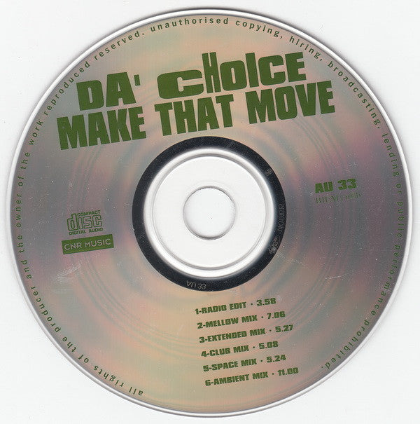 Da' Choice : Make That Move (CD, Maxi)