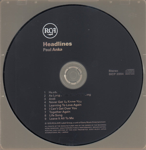 Paul Anka : Headlines (CD, Album, Ltd, RE, RM, Pap)