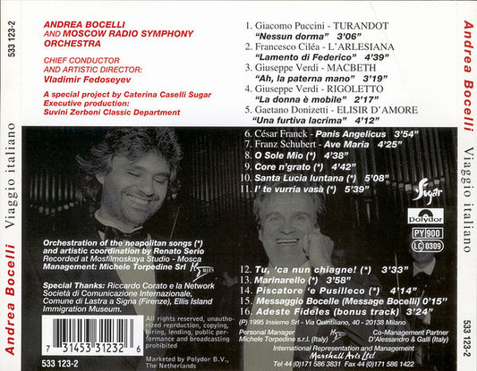 Andrea Bocelli : Viaggio Italiano (CD, Album)