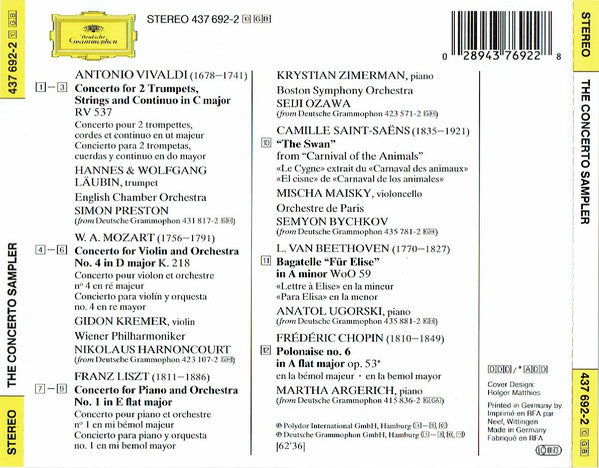 Franz Liszt, Wolfgang Amadeus Mozart, Camille Saint-Saëns, Ludwig van Beethoven : The Concerto Sampler (CD, Smplr)