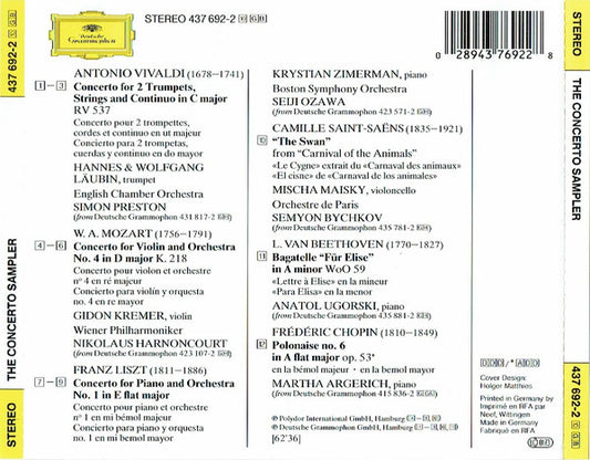 Franz Liszt, Wolfgang Amadeus Mozart, Camille Saint-Saëns, Ludwig van Beethoven : The Concerto Sampler (CD, Smplr)