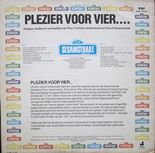 Sesamstraat : Plezier Voor Vier... (LP, Album)