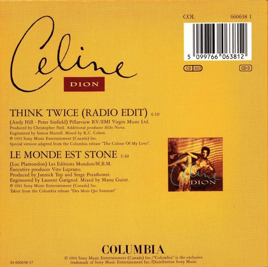 Céline Dion : Think Twice (CD, Single, Car)
