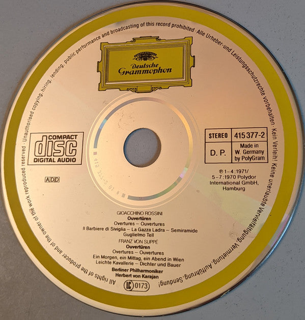 Rossini*, Suppé*, Berliner Philharmoniker, Herbert von Karajan : Ouvertüren (CD, Comp, Pol)