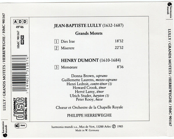 Jean-Baptiste Lully, Philippe Herreweghe : Grands Motets (CD)