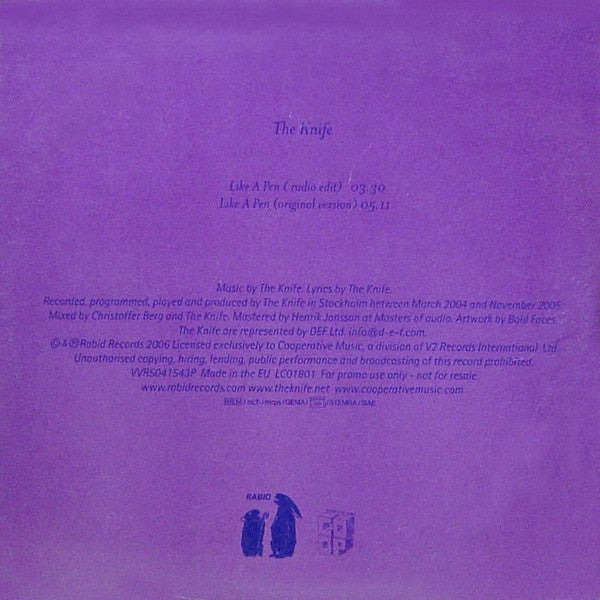 The Knife : Like A Pen (CD, Single, Promo)